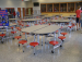 Oval table seat in lunchroom